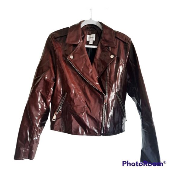 Nine West Vegan Leather Moto Style Coat Jacket - Picture 1 of 3